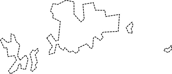 dash line drawing of mykonos island map.
