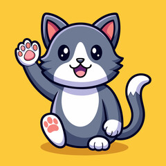 waving cat vector illustration