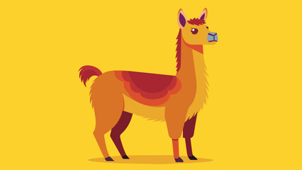 Vector illustration of cute character south America lama. Isolated cartoon baby llama. Hand drawn Peru animal guanaco, alpaca, vicuna. Drawing for print, fabric.