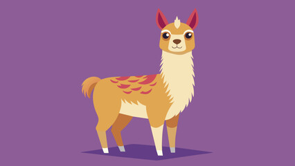 Vector illustration of cute character south America lama. Isolated cartoon baby llama. Hand drawn Peru animal guanaco, alpaca, vicuna. Drawing for print, fabric.