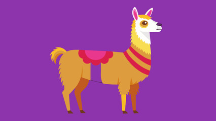 Vector illustration of cute character south America lama. Isolated cartoon baby llama. Hand drawn Peru animal guanaco, alpaca, vicuna. Drawing for print, fabric.