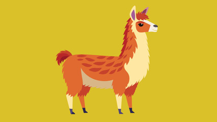 Vector illustration of cute character south America lama. Isolated cartoon baby llama. Hand drawn Peru animal guanaco, alpaca, vicuna. Drawing for print, fabric.