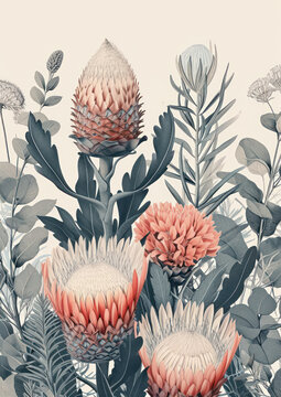water color painting of flower, bouget  for spring love
