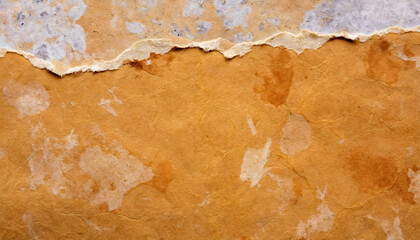 An old, Aged, torn paper texture with ragged edges and spots. revealing textured surface beneath.