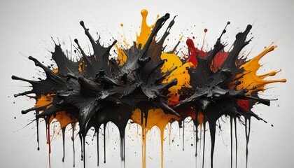 Fototapeta premium Abstract black in splash, paint, brush strokes, white background