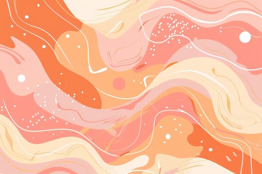 A colorful abstract background with orange and pink tones. The background is filled with swirls and dots, giving it a dynamic and energetic feel. Scene is playful and vibrant, with the colors
