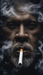 Man with cigarette and smoke
