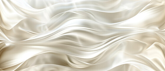 Elegant Flow of Cream-Colored Satin Fabric with Luxurious Silky Texture.