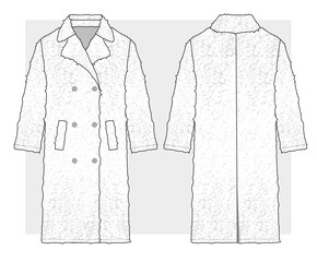 Woolly fluffy coat technical sketch. Vector illustration.