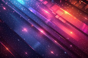 Blue and purple background with diagonal lines and gradient color blocks