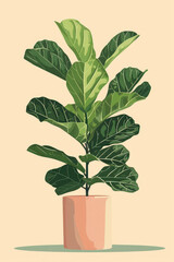 Illustration of tropical plant in minimal abstract style. AI Generative. 