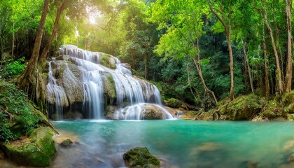 The Serene Waterfall of Thai Woodlands