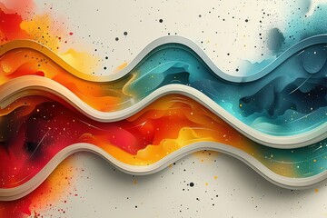 vector-style background with colorful stripes and lines in the shape of an oval on white