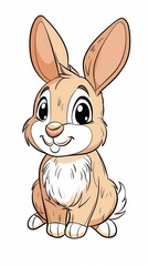 Fototapeta premium Animals (simple outlines): A coloring book page featuring a happy rabbit outline