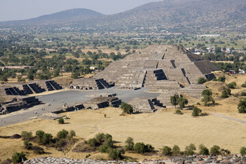 Mexico ruins of the Aztec city of Teotihuacan on an ordinary winter day