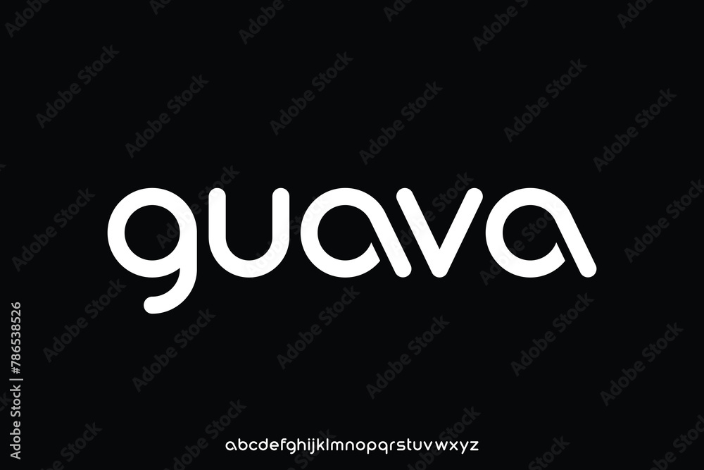 Wall mural modern rounded guava alphabet display font vector illustration