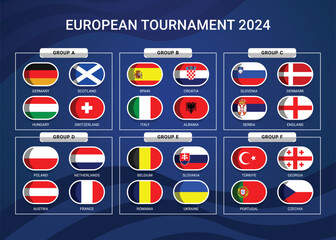 Badges Set of National flag icons for European football championship