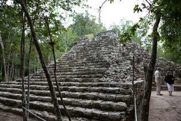 Mexico ruins of the Mayan city of Coba on an ordinary winter day