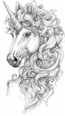 Fototapeta premium Fantasy elements: An elegant unicorn, with a flowing mane and horn