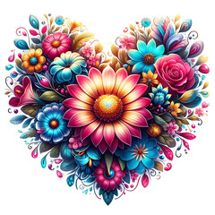 Fototapeta na wymiar Floral Heart Design.