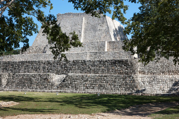 Mexico ruins of the city of Maya Edzna in the evening light