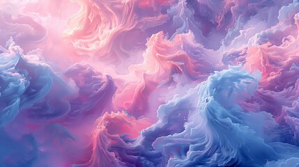 A pink and blue abstract painting of a nebula.