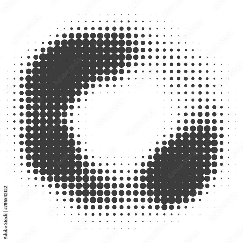 Poster dotted shape with halftone gradient. abstract circle element. curve wavy round. fluid circular textu