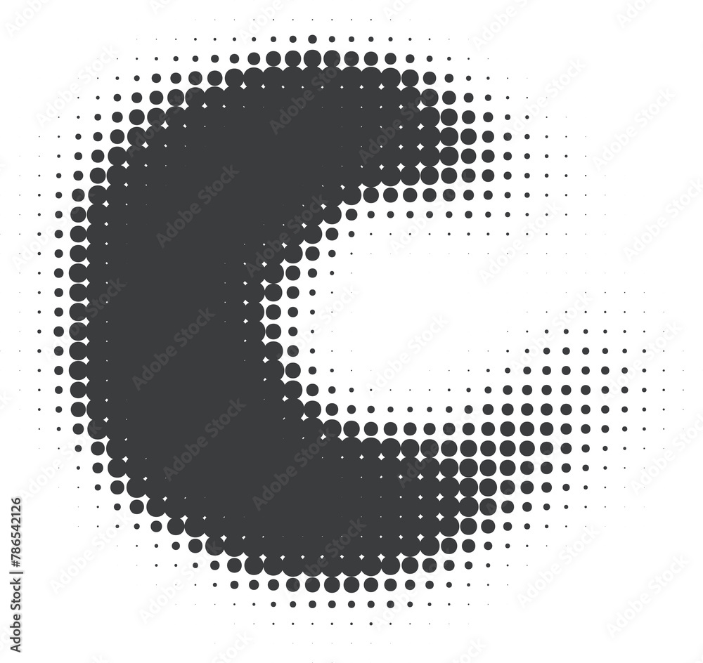 Poster dotted shape with halftone gradient. abstract circle element. curve wavy round. fluid circular textu
