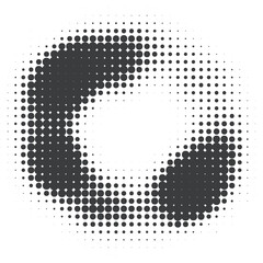 Dotted shape with halftone gradient. Abstract circle element. Curve wavy round. Fluid circular textured organic blob