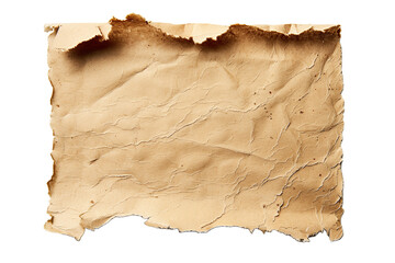 Aged Paper Texture with Torn Edges - Isolated on White Transparent Background, PNG
