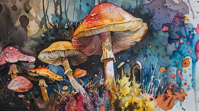 Watercolor, pen and ink