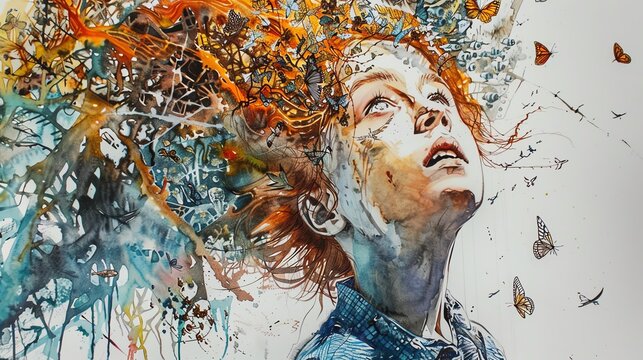 Watercolor, pen and ink