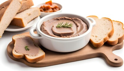 cooked homemade liver pate with bread - obrazy, fototapety, plakaty