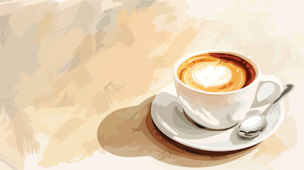 Cappuccino cup on tender coffee color background