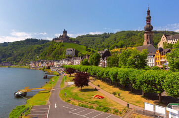 Fototapeta na wymiar View of sunny Cochem, beautiful town on romantic Moselle river, Germany