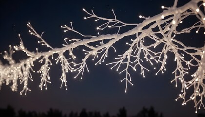 glowing lights of garlands in the form of white branches