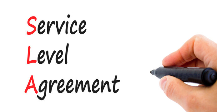 SLA service level agreement symbol. Concept words SLA service level agreement on beautiful white paper. Beautiful white background. Business SLA service level agreement concept. Copy space.