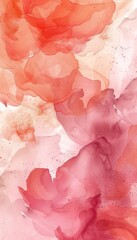 Abstract watercolor scene in nursery book style, featuring potions of silence brewing in a dreamy, airy atmosphere. Minimalist tapestry in salmon pink and soft peach hues