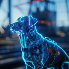 Animals with cyberenhanced senses lead search and rescue missions, their capabilities enhanced by technology, each rescue executed closeup - obrazy, fototapety, plakaty