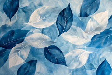 Abstract shapes swirl and dance in a sky-blue and white canvas, resembling a watercolor nursery book illustration with a touch of minimalism and imagination. - obrazy, fototapety, plakaty