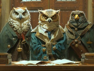 The court scene with a feline judge and avian lawyers is hilariously absurd and cartoonish