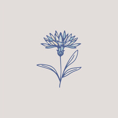 Abstract shape cutouts cornflower flower vector illustration. Minimalistic decorative floral summer spring pre-made print poster design.