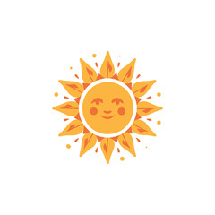 Sun vector, joyful sun, icon, illustration, The sun with a face