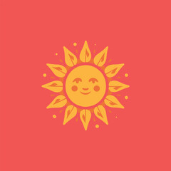 Sun vector, joyful sun, icon, illustration