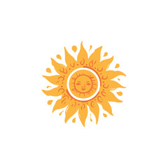 Sun vector, joyful sun, icon, illustration