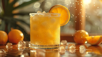 Summer citrus cocktail with oranges, a concept of fresh and delicious cocktails