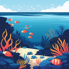Fototapeta na wymiar A colorful underwater scene with fish swimming in the ocean