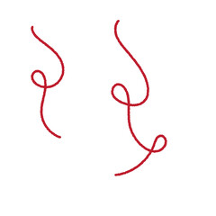 Red thread isolates on a white background. 