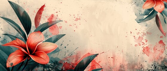 A flower with red petals is the main focus of the image - obrazy, fototapety, plakaty