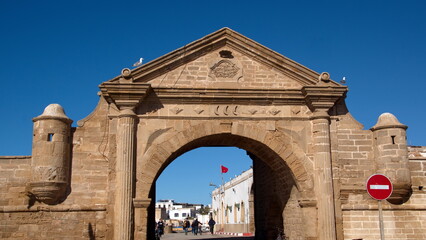 Gate in the old fortifications around the port in Essaouira, Morocco